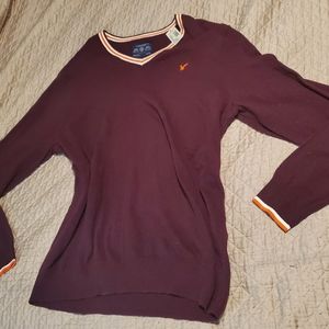 American Eagle banded sweater maroon Athletic fit xl